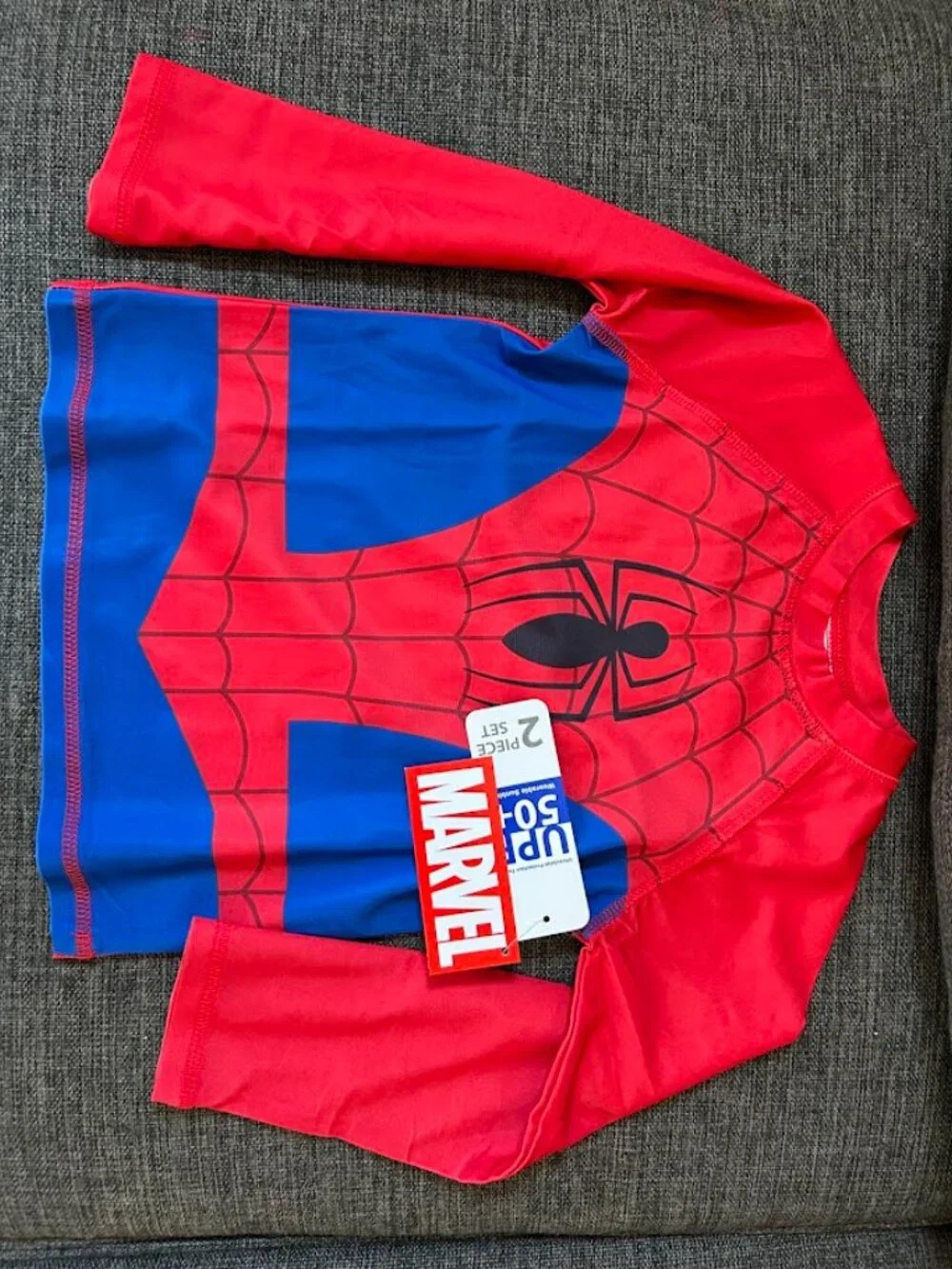 New! Marvel Spiderman Youth 2 Piece Rashguard and Swim Trunk Set